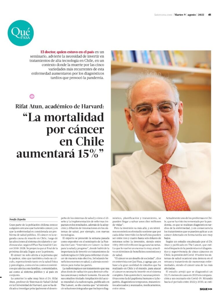 Dr. Rifat Atun Revista Qué Pasa