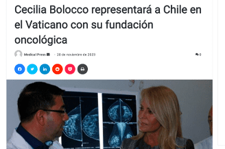 Cecilia Bolocco representará a Chile en el Vaticano con su fundación oncológica