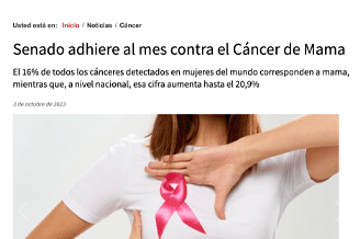 Senado adhiere al mes contra el Cáncer de Mama
