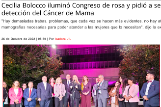 SoyValparaiso: Cecilia Bolocco iluminó Congreso de rosa y pidió a senadores facilitar detección del Cáncer de Mama