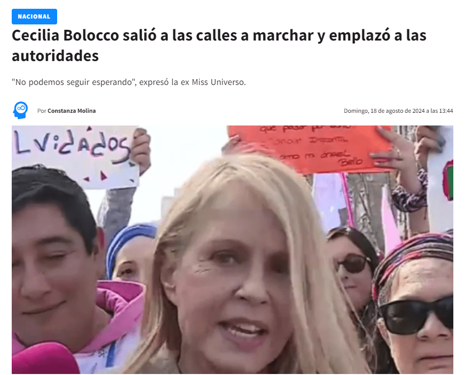 Ilustrado: Cecilia Bolocco salió a las calles a marchar y emplazó a las autoridades