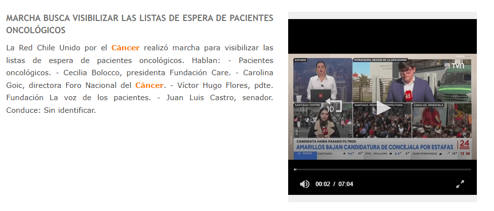 TVN: Marcha busca visibilizar las listas de espera de pacientes oncológicos