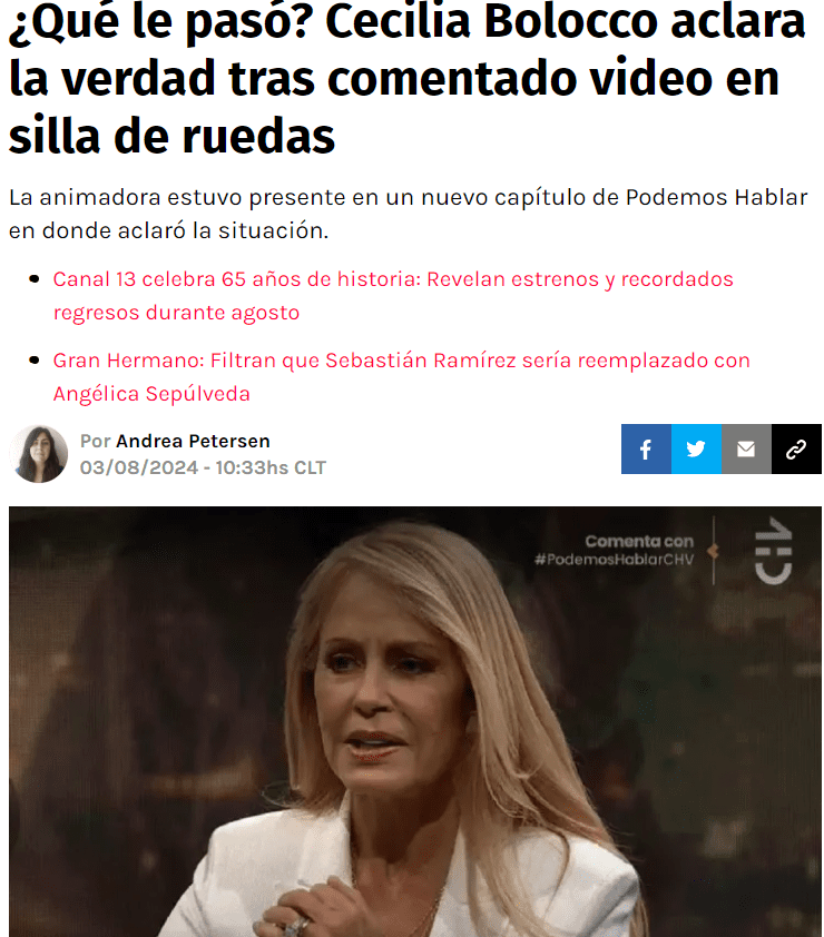 RedGol: ¿Qué le pasó? Cecilia Bolocco aclara la verdad tras comentado video en silla de ruedas