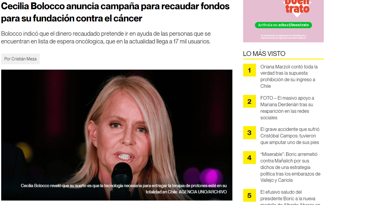 El Dínamo: Cecilia Bolocco anuncia campaña para recaudar fondos para su fundación contra el cáncer