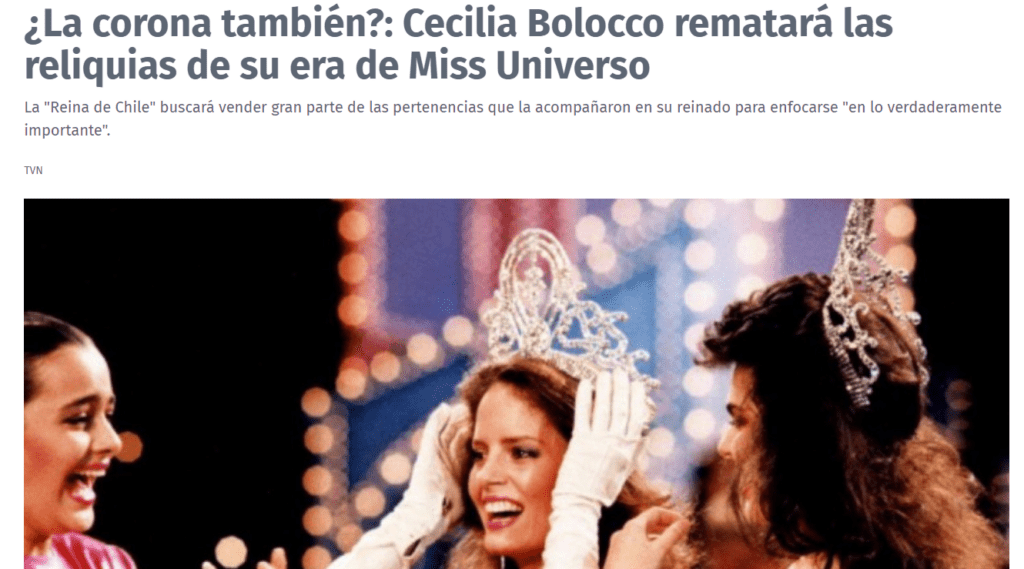 TVN: ¿La corona también?: Cecilia Bolocco rematará las reliquias de su era de Miss Universo