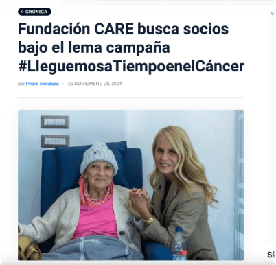 La Hora: Fundación CARE busca socios bajo el lema campaña #LleguemosaTiempoenelCáncer