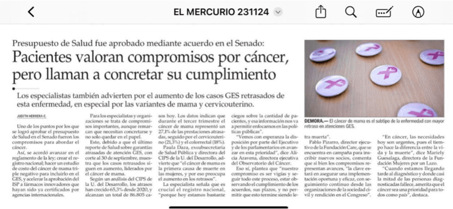 Pacientes valoran compromiso por cáncer, pero llaman a concretar su cumplimiento