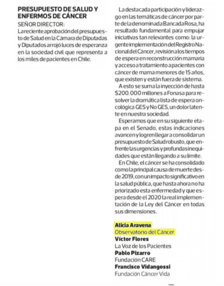 Presupuesto de salud y enfermos de cáncer