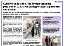 CLINI y Fundación CARE firman convenio para donar 12 kits OncoDiagnósticos a pacientes con cáncer