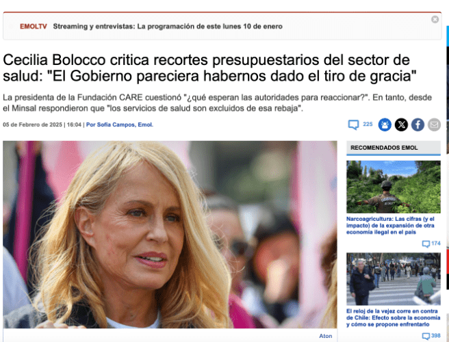 Cecilia Bolocco critica recortes presupuestarios del sector de salud: “El Gobierno pareciera habernos dado el tiro de gracia” – Emol