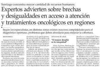 El Mercurio: Expertos advierten sobre brechas y desigualdades en acceso a atención y tratamientos oncológicos en regiones