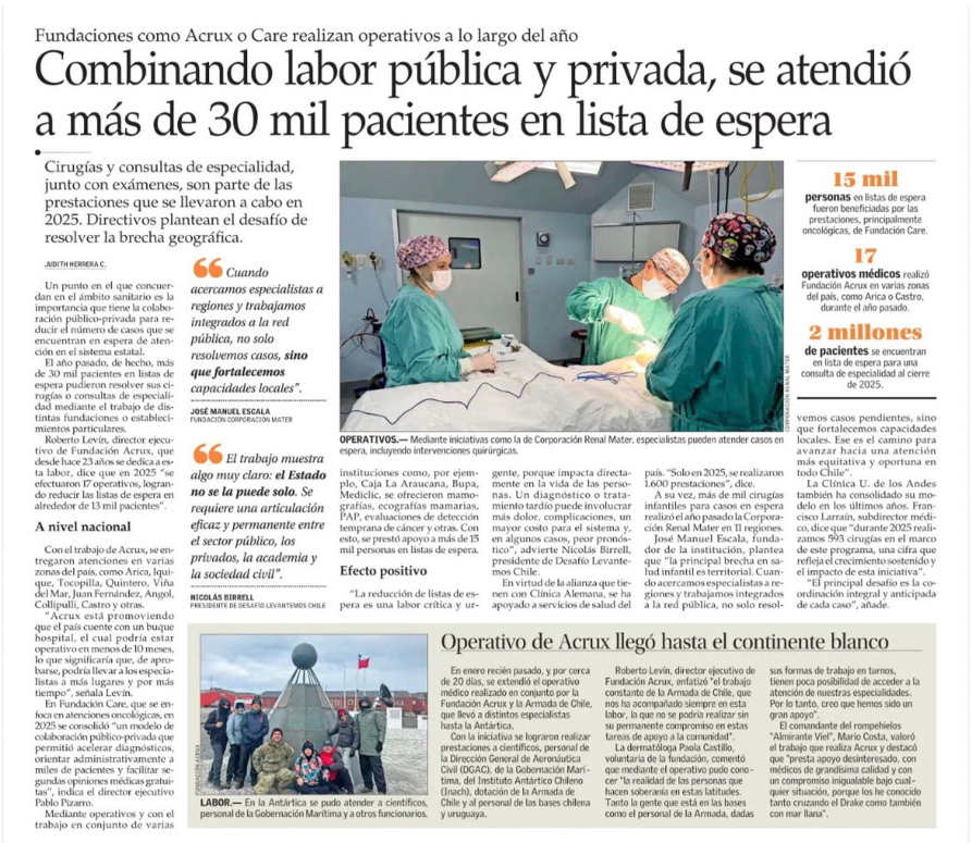 El Mercurio: Combinando labor pública y privada, se atendió a más de 30 pacientes en lista de espera