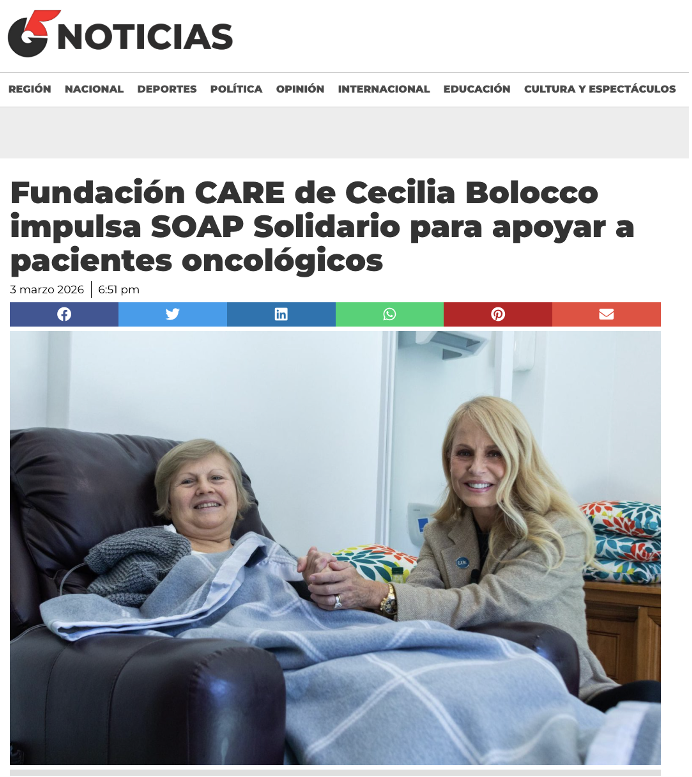 G5 Noticias: Fundación CARE de Cecilia Bolocco impulsa SOAP Solidario para apoyar pacientes oncológicos