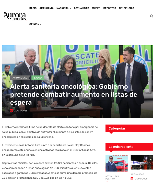 Aurora Noticias: Alerta sanitaria oncológica: Gobierno pretende combatir aumento en listas de espera